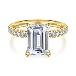 Clearance Gabriel & Co. Adela - 14K Yellow Gold Emerald Cut Hidden Halo Diamond Engagement Ring