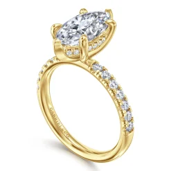 Clearance Gabriel & Co. Adela - 14K Yellow Gold Marquise Shape Hidden Halo Diamond Engagement Ring