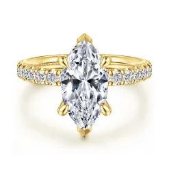 Clearance Gabriel & Co. Adela - 14K Yellow Gold Marquise Shape Hidden Halo Diamond Engagement Ring