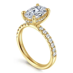 Discount Gabriel & Co. Adela - 14K Yellow Gold Oval Hidden Halo Diamond Engagement Ring