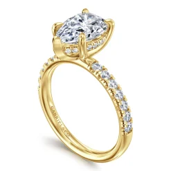 New Gabriel & Co. Adela - 14K Yellow Gold Pear Shape Hidden Halo Diamond Engagement Ring