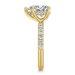 New Gabriel & Co. Adela - 14K Yellow Gold Pear Shape Hidden Halo Diamond Engagement Ring