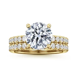 Sale Gabriel & Co. Adela - 14K Yellow Gold Round Hidden Halo Diamond Engagement Ring