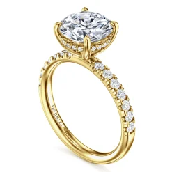 Sale Gabriel & Co. Adela - 14K Yellow Gold Round Hidden Halo Diamond Engagement Ring