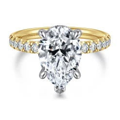 Clearance Gabriel & Co. Adela - 14K Yellow-White Gold Pear Shape Hidden Halo Diamond Engagement Ring