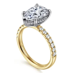 Clearance Gabriel & Co. Adela - 14K Yellow-White Gold Pear Shape Hidden Halo Diamond Engagement Ring