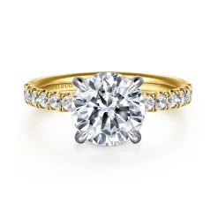 Discount Gabriel & Co. Adela - 14K Yellow-White Gold Round Hidden Halo Diamond Engagement Ring