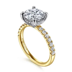 Discount Gabriel & Co. Adela - 14K Yellow-White Gold Round Hidden Halo Diamond Engagement Ring