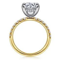 Discount Gabriel & Co. Adela - 14K Yellow-White Gold Round Hidden Halo Diamond Engagement Ring