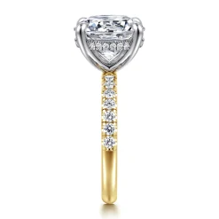 Gabriel & Co. Adela - 14K Yellow-White Gold Round Hidden Halo Diamond Engagement Ring