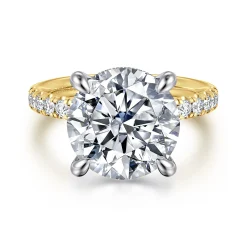 Gabriel & Co. Adela - 14K Yellow-White Gold Round Hidden Halo Diamond Engagement Ring