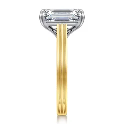 Hot Gabriel & Co. Adelia - 14K White-Yellow Gold Emerald Cut Solitaire Diamond Engagement Ring