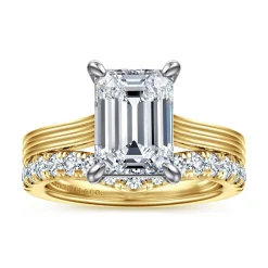 Hot Gabriel & Co. Adelia - 14K White-Yellow Gold Emerald Cut Solitaire Diamond Engagement Ring