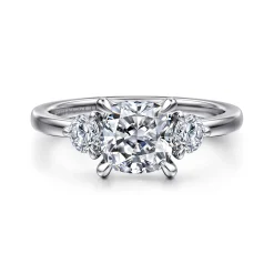Outlet Gabriel & Co. Adeline - 14K White Gold Cushion Cut Three Stone Diamond Engagement Ring