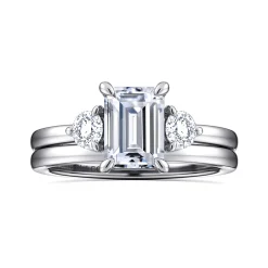 Gabriel & Co. Adeline - 14K White Gold Emerald Cut Three Stone Diamond Engagement Ring