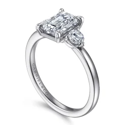 Gabriel & Co. Adeline - 14K White Gold Emerald Cut Three Stone Diamond Engagement Ring