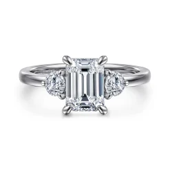 Gabriel & Co. Adeline - 14K White Gold Emerald Cut Three Stone Diamond Engagement Ring