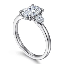 Best Gabriel & Co. Adeline - 14K White Gold Oval Three Stone Diamond Engagement Ring