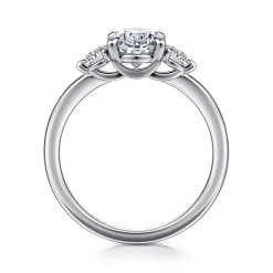Best Gabriel & Co. Adeline - 14K White Gold Oval Three Stone Diamond Engagement Ring