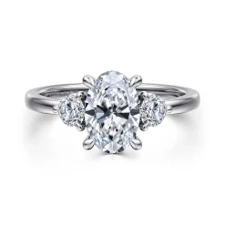 Best Gabriel & Co. Adeline - 14K White Gold Oval Three Stone Diamond Engagement Ring