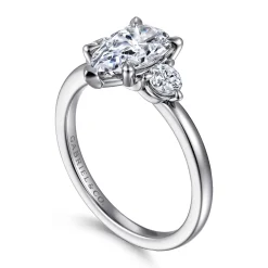 Best Gabriel & Co. Adeline - 14K White Gold Pear Shape Three Stone Diamond Engagement Ring