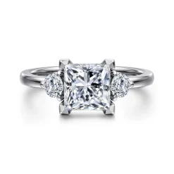 Hot Gabriel & Co. Adeline - 14K White Gold Princess Cut Three Stone Diamond Engagement Ring