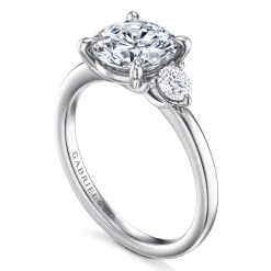 Hot Gabriel & Co. Adeline - 14K White Gold Round Three Stone Diamond Engagement Ring