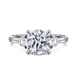 Hot Gabriel & Co. Adeline - 14K White Gold Round Three Stone Diamond Engagement Ring