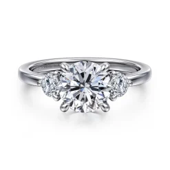 Online Gabriel & Co. Adeline - 14K White Gold Round Three Stone Diamond Engagement Ring