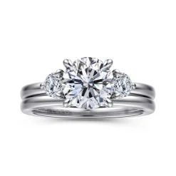 Online Gabriel & Co. Adeline - 14K White Gold Round Three Stone Diamond Engagement Ring