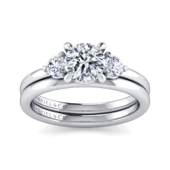 New Gabriel & Co. Adeline - 14K White Gold Round Three Stone Diamond Engagement Ring