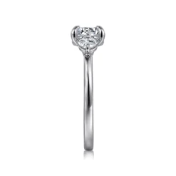 New Gabriel & Co. Adeline - 14K White Gold Round Three Stone Diamond Engagement Ring