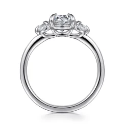 New Gabriel & Co. Adeline - 14K White Gold Round Three Stone Diamond Engagement Ring