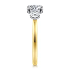 Discount Gabriel & Co. Adeline - 14K White-Yellow Gold Round Three Stone Diamond Engagement Ring