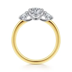 Discount Gabriel & Co. Adeline - 14K White-Yellow Gold Round Three Stone Diamond Engagement Ring