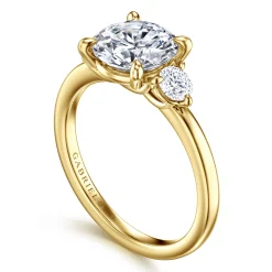 Online Gabriel & Co. Adeline - 14K Yellow Gold Round Three Stone Diamond Engagement Ring