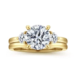 Online Gabriel & Co. Adeline - 14K Yellow Gold Round Three Stone Diamond Engagement Ring