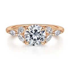 Gabriel & Co. Adella - 14K Rose Gold Round Diamond Engagement Ring