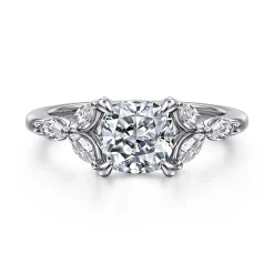 Outlet Gabriel & Co. Adella - 14K White Gold Cushion Cut Diamond Engagement Ring