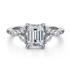 Online Gabriel & Co. Adella - 14K White Gold Emerald Cut Diamond Engagement Ring