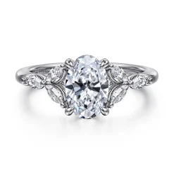 New Gabriel & Co. Adella - 14K White Gold Oval Diamond Engagement Ring