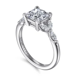 Best Gabriel & Co. Adella - 14K White Gold Princess Cut Diamond Engagement Ring