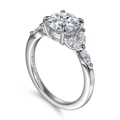 Sale Gabriel & Co. Adella - 14K White Gold Round Diamond Engagement Ring