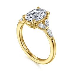 Discount Gabriel & Co. Adella - 14K Yellow Gold Oval Diamond Engagement Ring