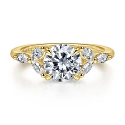 Discount Gabriel & Co. Adella - 14K Yellow Gold Round Diamond Engagement Ring
