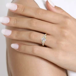 Discount Gabriel & Co. Adella - 14K Yellow Gold Round Diamond Engagement Ring