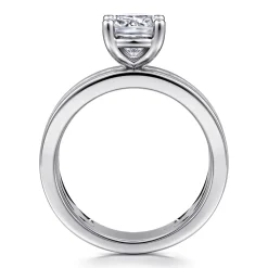 Sale Gabriel & Co. Adley - 14K White Gold Wide Band Cushion Cut Diamond Engagement Ring