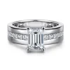 Discount Gabriel & Co. Adley - 14K White Gold Wide Band Emerald Cut Diamond Engagement Ring