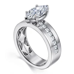 Online Gabriel & Co. Adley - 14K White Gold Wide Band Marquise Shape Diamond Engagement Ring