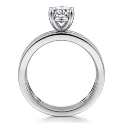 Clearance Gabriel & Co. Adley - 14K White Gold Wide Band Oval Diamond Engagement Ring